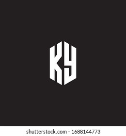 KY Logo monogram with hexagon shape style design template isolated on black background