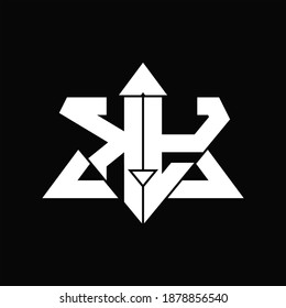 KY Logo monogram isolated with triangle shape design template on black background
