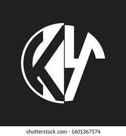 KY Logo monogram with Negative space style design tempate