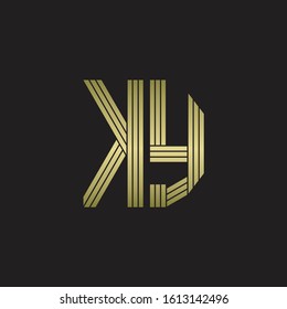 KY Logo monogram outline style linked isolated with gold colors