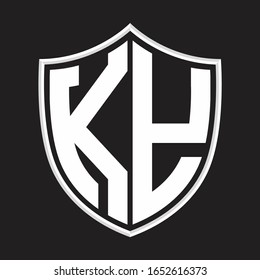 KY Logo monogram with shield shape isolated on outline design template