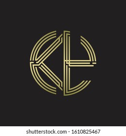 KY Logo monogram triple ribbon style line design template isolated with gold color