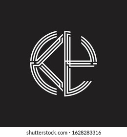 KY Logo monogram triple ribbon style line design template isolated on black background