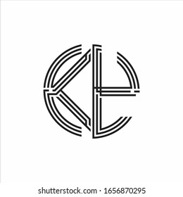 KY Logo monogram triple ribbon style line design template isolated on white background