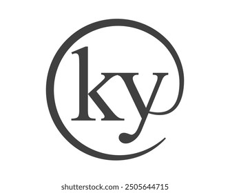 KY logo from two letter with circle shape email sign style. K and Y round logotype of business company for brand identity.