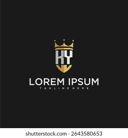 KY carta de luxo monograma para coroa e escudo logotipo design