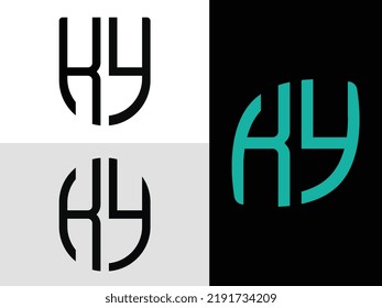 KY modern initial letter logo design vector bundle. It will be suitable for which company or brand name start those initial.