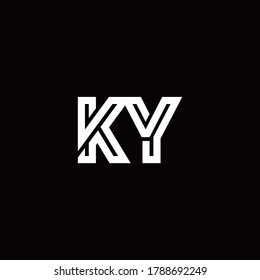 KY monogram logo with abstract line design template