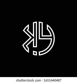 Plantilla de diseño de esquema de estilo de cinta de círculo de logotipo KY