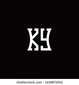 KY monogram logo with curved side style design template
