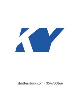 KY negative space letter logo blue