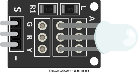 ky011, 2 color LED sensor module top view illustration, electronics component for minor project, sensor for arduino, raspberry pi, and other micro controller  