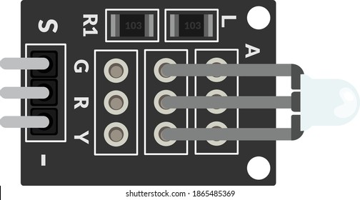 ky011, 2 color LED sensor module top view illustration, electronics component for minor project, sensor for arduino, raspberry pi, and other micro controller  