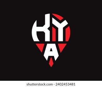 Diseño del logotipo de la forma de la ubicación de la letra de KYA