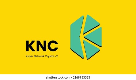 Kyber Network, KNC, KNCL, AKNC Münze Kryptowährung 3d Logo einzeln auf gelbem Hintergrund mit Kopienraum. Vektorgrafik von Kyber Network Banner Design Konzept.