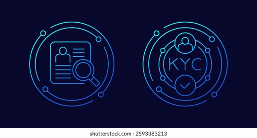 KYC icons, know your customer, linear design