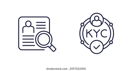 KYC icons, know your customer, line vector