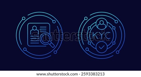 KYC icons, know your customer, linear design