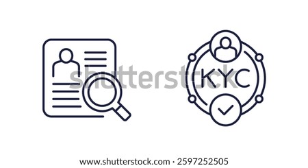 KYC icons, know your customer, line vector
