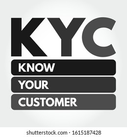 KYC - Know Your Customer acronym, business concept background