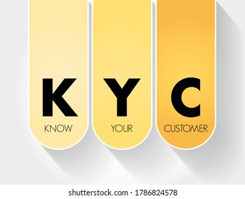KYC - Know Your Customer acronym, business concept background