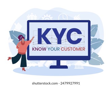 KYC - Know Your Customer acronym. business concept background. vector illustration concept with keywords and icons. lettering illustration with icons for web banner, flyer, landing page