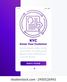 KYC, know your customer banner design with line icon