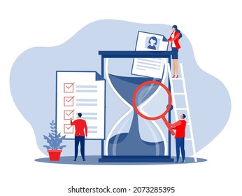 KYC or know your customer with business verifying the identity of its clients concept at the partners-to-be through a magnifying glass vector illustrator