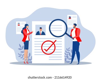 KYC or know your customer with business verifying the identity of its clients concept at the partners-to-be through a magnifying glass vector illustrator