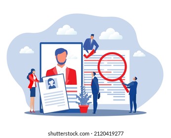 KYC or know your customer with business verifying the identity of its clients concept at the partners-to-be through a magnifying glass vector illustrator