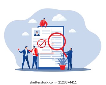 KYC or know your customer with business verifying the identity of its clients concept at the partners-to-be through a magnifying glass vector illustrator