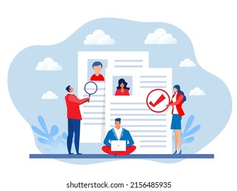 KYC or know your customer with business verifying the identity of its clients concept at the partners-to-be through a magnifying glass vector illustrator