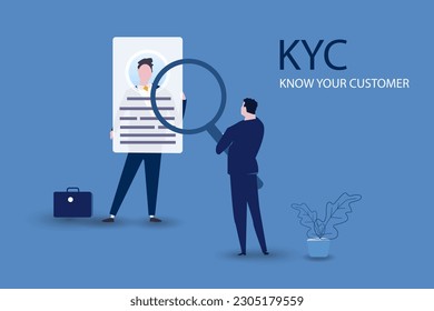 KYC or know your customer with business verifying the identity of its clients concept.vector illustrator.