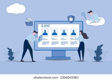 KYC or know your customer with business verifying the identity of its clients concept.vector illustrator.