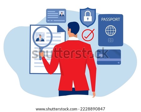 KYC or know your customer with business verifying the identity of its client's concept at the partners-to-be through a magnifying glass Idea of business identification and finance safety.