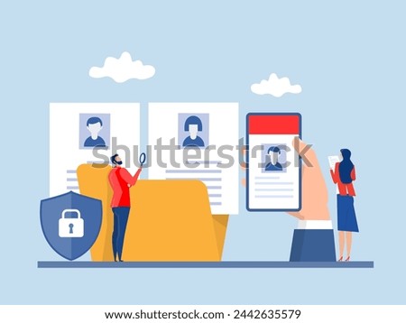 KYC or know your customer with business verifying the identity of its client's concept at the partners-to-be through a magnifying glass  of business identification and  safety.