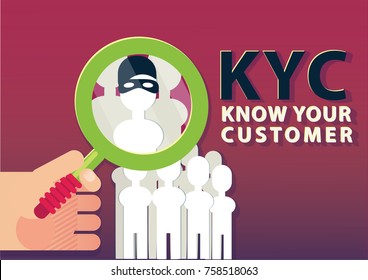 KYC Or Know Your Customer Concept, Vector Illustration.