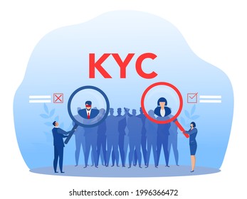 KYC or know your customer with criminal through a magnifying glass vector illustrator