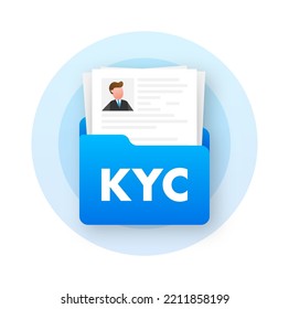 KYC or know your customer. Idea of business identification and finance safety. Vector stock illustration.