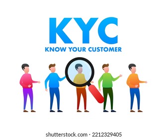 KYC or know your customer. Idea of business identification and finance safety. Vector stock illustration.