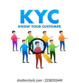 KYC or know your customer. Idea of business identification and finance safety. Vector stock illustration.