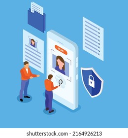 KYC or know your customer isometric 3d vector illustration concept for banner, website, illustration, landing page, flyer, etc.