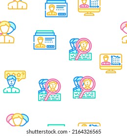 Kyc Know Your Customer Vector Seamless Pattern Color Line Illustration