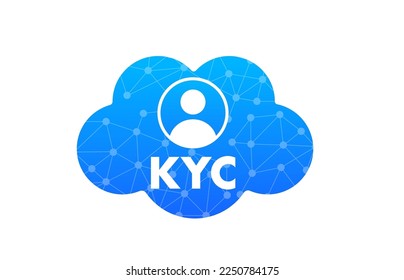 KYC - Know Your Customer vector icon design. Profile identity symbol. KYC cloud. Personal identification concept. KYC Verification. KYC document. Vector illustration