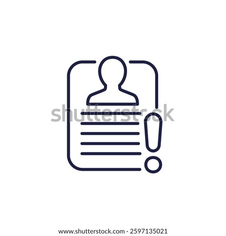 KYC verification failed icon, line vector