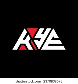 KYE triangle letter logo design with triangle shape. KYE triangle logo design monogram. KYE triangle vector logo template with red color. KYE triangular logo Simple, Elegant, and Luxurious design.