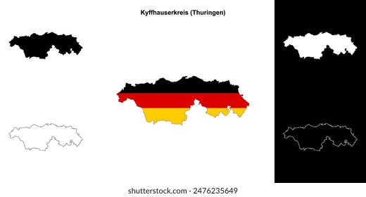 Kyffhauserkreis (Thuringen) conjunto de mapas esquemáticos en blanco