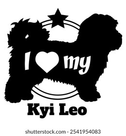 Kyi Leo Hund Silhouette, ich liebe meinen Hund, Hund, Hunderassen, Logo, Vektor, Silhouette, Tier, Illustration, Symbol, Zeichen, schwarz, Haustier,