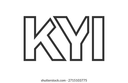 KYI logo design template with strong and modern bold text. Initial based vector logotype featuring simple and minimal typography. Trendy company identity ideal for businesses brand presence.