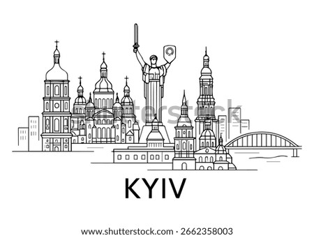 Kyiv city skyline vector on white background
Vector line city skyline